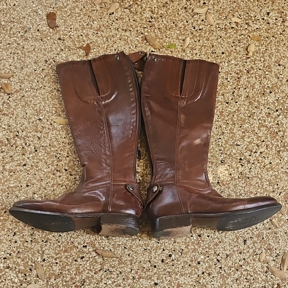 Women's Brown Soft Leather Alberto Fasciani Tall Riding Boota Zipper Back 37 1/2